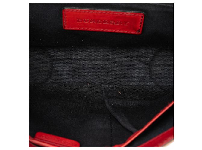 Borsa a tracolla Burberry Bridle Abbott in pelle rossa e tela House Check Rosso - vista 4