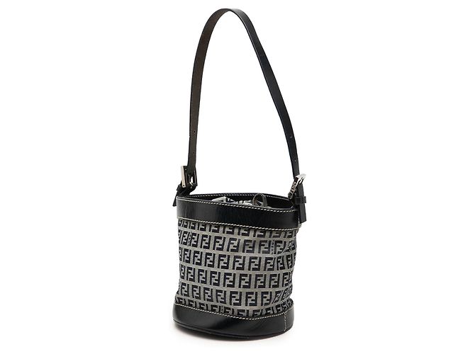Borsa a secchiello Fendi in tela Zucchino grigia - vista 2