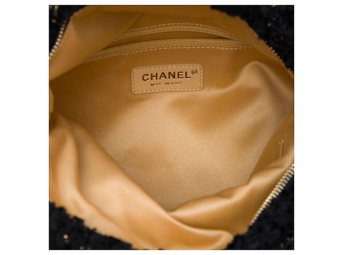 Clutch Chanel Black Paris Cosmopolite in tweed con frange Nero - vista 4