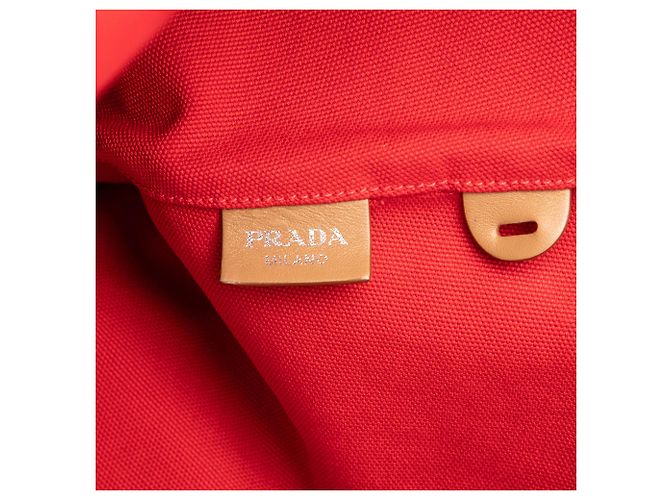 Tote bag Prada in tela Canapa rossa con logo Rosso - vista 5