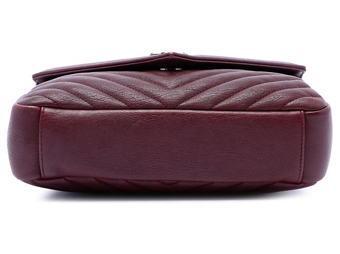 Borsa Satchel College Saint Laurent Rossa Medium in Pelle di Pecora Chevron Monogram Rosso Bordò - vista 3