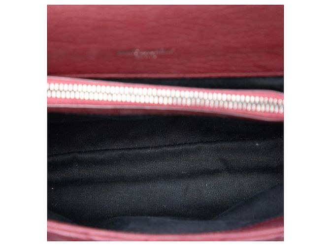 Borsa Satchel College Saint Laurent Rossa Medium in Pelle di Pecora Chevron Monogram Rosso Bordò - vista 4