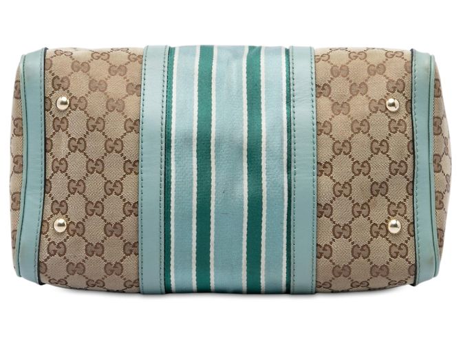Borsa Boston Gucci Joy Medium in tela GG beige con banda Web - vista 3
