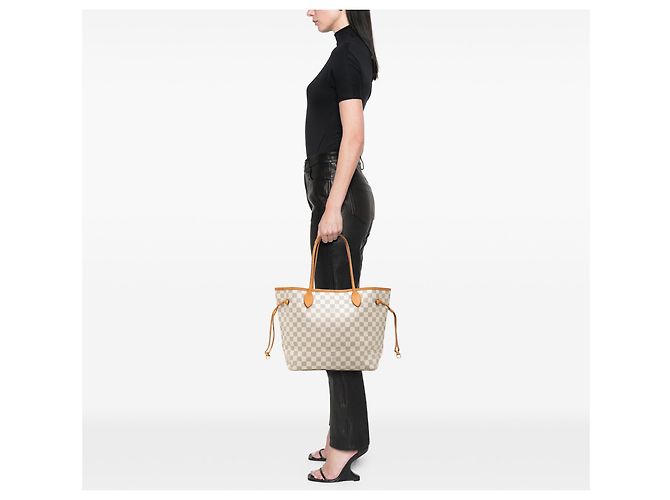 Louis Vuitton White Damier Azur Neverfull MM Bianco - vista 7