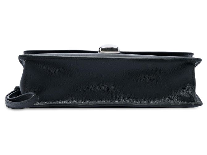 Prada Black Bicolor Saffiano Push Lock Clutch Schwarz - Ansicht 3