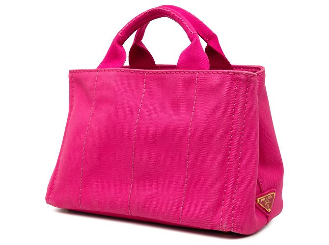 Borsa Tote Prada Small Canvas Canapa Logo Rosa - vista 2