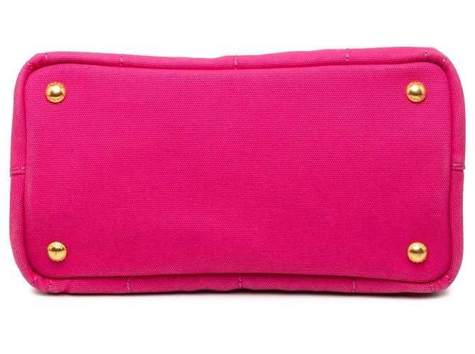 Borsa Tote Prada Small Canvas Canapa Logo Rosa - vista 3