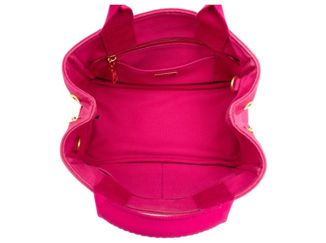 Borsa Tote Prada Small Canvas Canapa Logo Rosa - vista 4