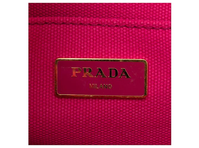 Borsa Tote Prada Small Canvas Canapa Logo Rosa - vista 5