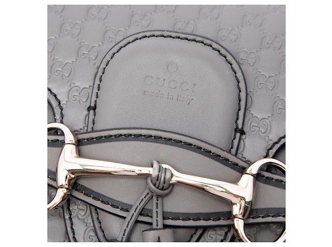 Borsa a tracolla Gucci Emily Medium Microguccissima Grigia Marrone - vista 5