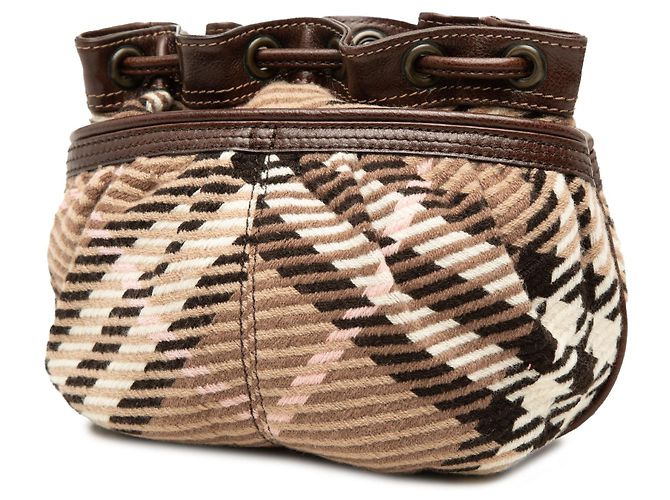 Borsa crossbody Burberry Brown Supernova Check in lana con coulisse Marrone Marrone chiaro - vista 2