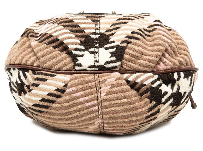 Borsa crossbody Burberry Brown Supernova Check in lana con coulisse Marrone Marrone chiaro - vista 3