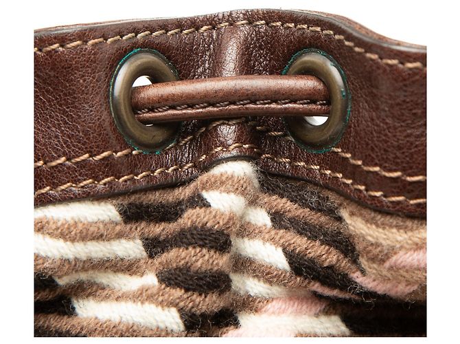 Borsa crossbody Burberry Brown Supernova Check in lana con coulisse Marrone Marrone chiaro - vista 7