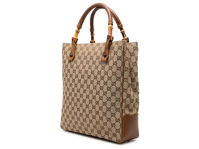 Gucci Beige GG Canvas Bamboo Tote - Ansicht 2