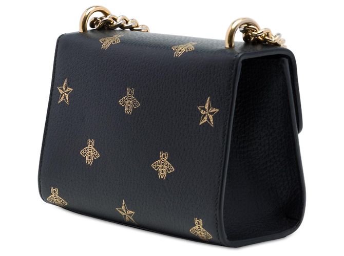 Padlock Gucci Borsa a tracolla Small in pelle di vitello nera con Bee Star e lucchetto Nero - vista 2