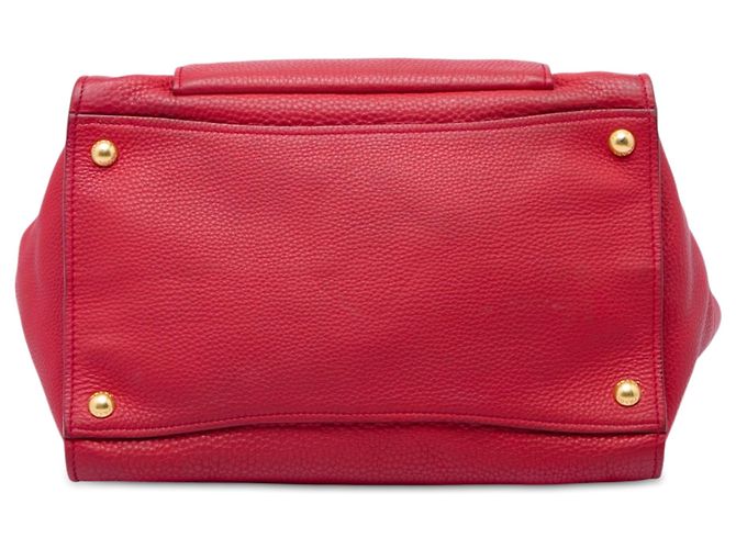 Tote aperta convertibile Prada in Vitello Daino rosso con tasca frontale - vista 3