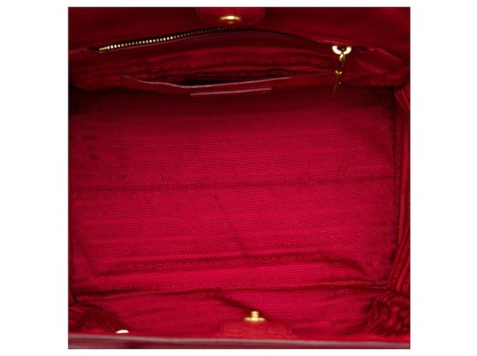 Tote aperta convertibile Prada in Vitello Daino rosso con tasca frontale - vista 4