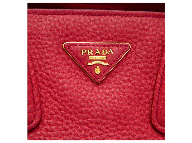 Tote aperta convertibile Prada in Vitello Daino rosso con tasca frontale - vista 5