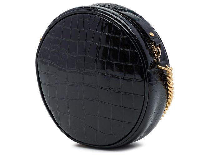 Borsa Camera Saint Laurent in vinile vernice nero effetto coccodrillo - vista 2