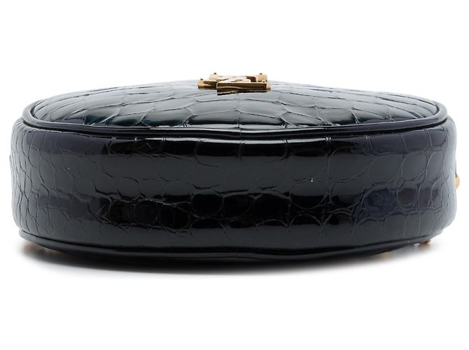 Borsa Camera Saint Laurent in vinile vernice nero effetto coccodrillo - vista 3