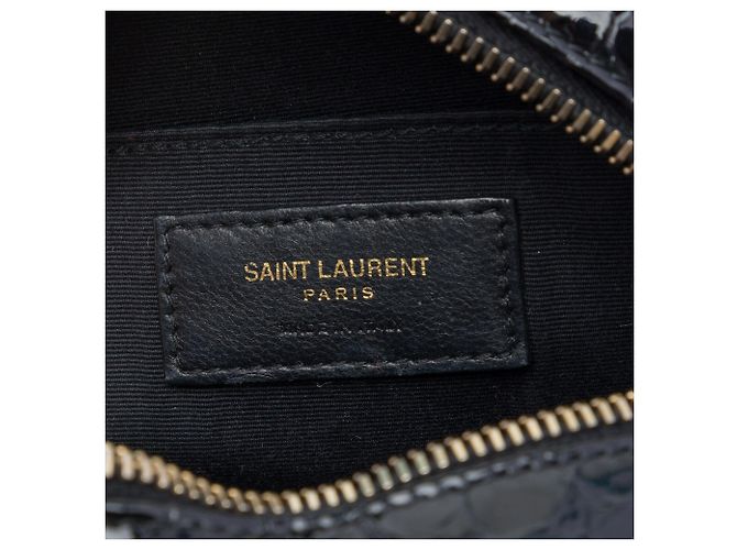 Borsa Camera Saint Laurent in vinile vernice nero effetto coccodrillo - vista 5