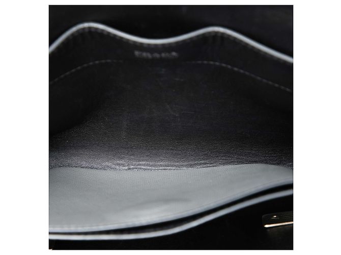 Prada Gray Saffiano Cuir Twist Lock Chain Flap Marrone - vista 4