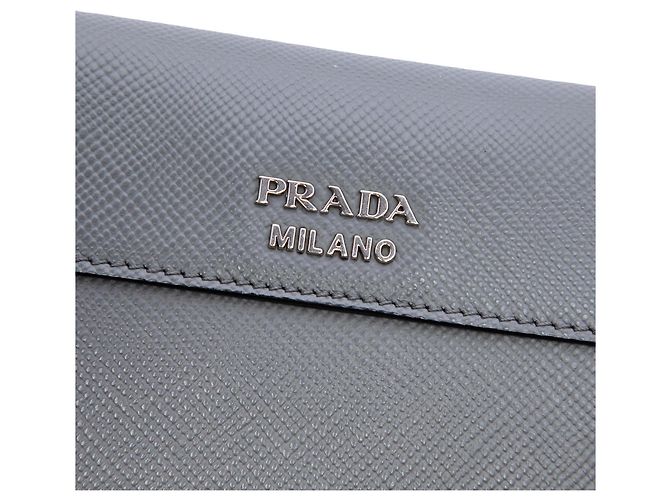 Prada Gray Saffiano Cuir Twist Lock Chain Flap Marrone - vista 5