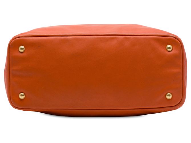 Borsa Tote Convertibile Prada Orange Vitello Daino con Zip Anteriore Arancione - vista 3