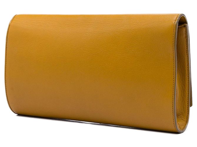 Clutch Saint Laurent Belle De Jour Large in pelle di vitello testurizzata gialla con monogramma Giallo Senape - vista 2
