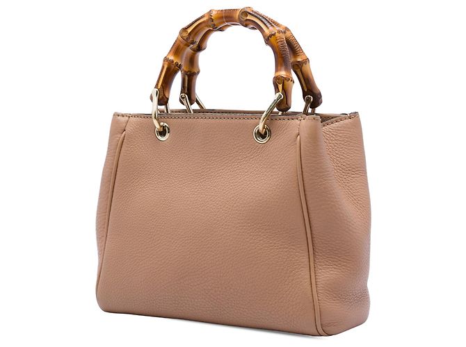 Borsa Gucci Brown Mini Calfskin Bamboo Shopper Satchel Marrone - vista 2