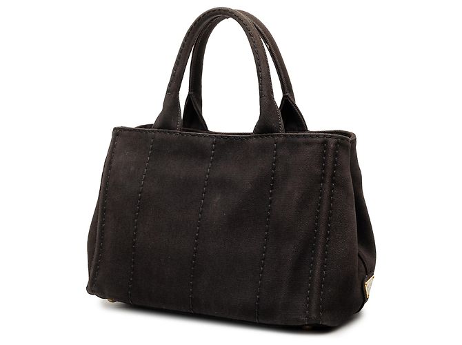 Borsa Tote Prada Small Canvas Canapa Logo Nera Nero - vista 2