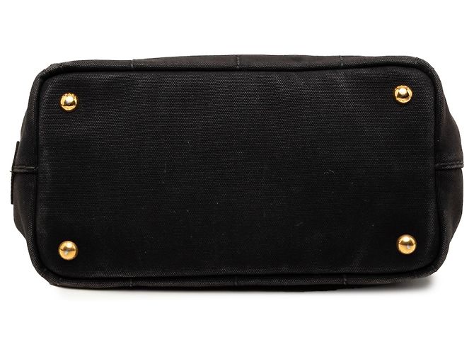Borsa Tote Prada Small Canvas Canapa Logo Nera Nero - vista 3