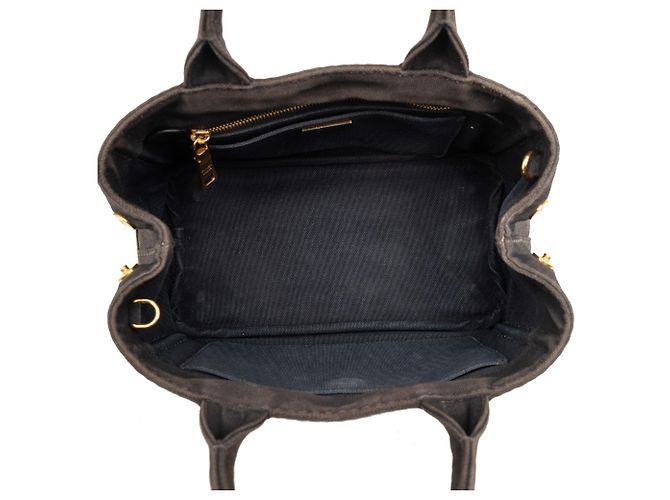 Borsa Tote Prada Small Canvas Canapa Logo Nera Nero - vista 4