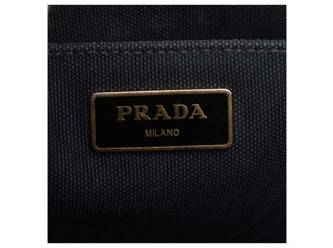 Borsa Tote Prada Small Canvas Canapa Logo Nera Nero - vista 5