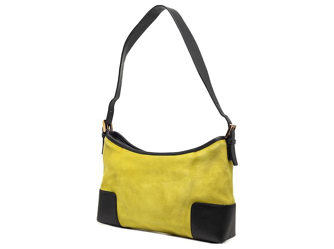 Borsa a tracolla Anagram LOEWE in camoscio giallo - vista 2
