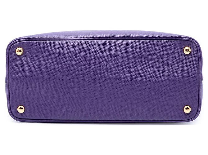 Prada Borsa Satchel Doppia in Pelle Saffiano Viola Medium Porpora Viola scuro - vista 3