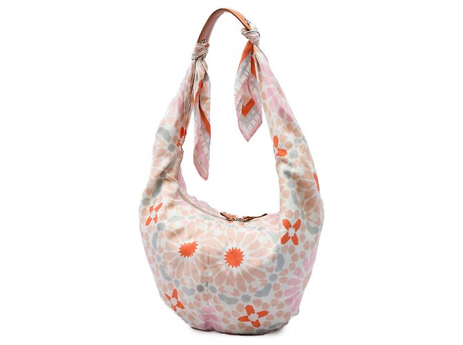Borsa Hobo LOEWE in seta stampata Anagram bianca Bianco - vista 2
