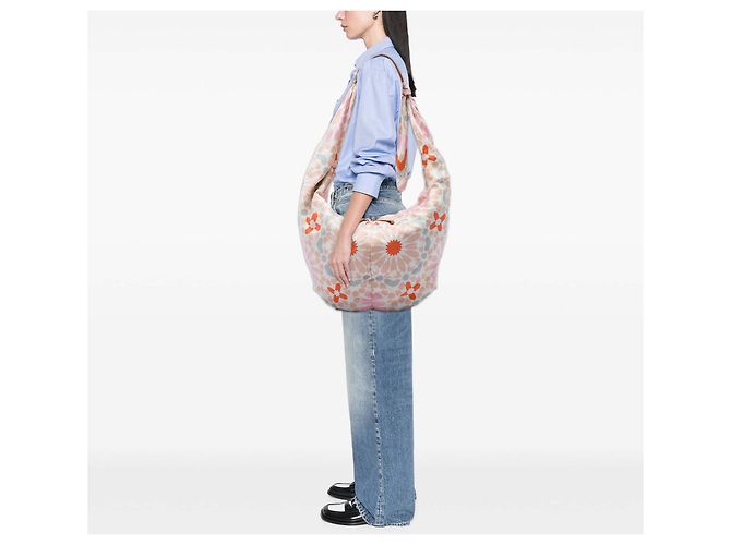 Borsa Hobo LOEWE in seta stampata Anagram bianca Bianco - vista 6