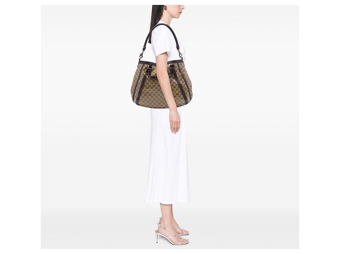 Borsa Tote Convertibile Gucci Beige GG Crystal Abbey D Ring - vista 6