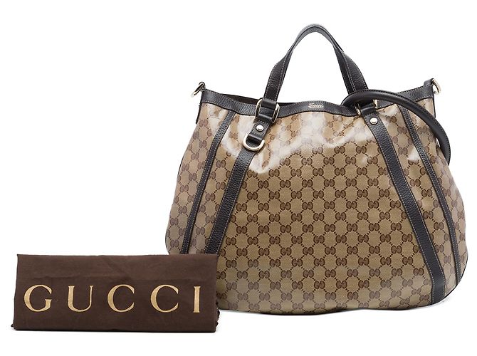 Borsa Tote Convertibile Gucci Beige GG Crystal Abbey D Ring - vista 7