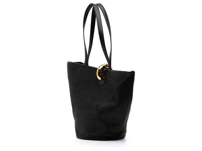 Borsa a secchiello Le Bambola Jacquemus in nylon e poliestere effetto rafia nera Nero - vista 2