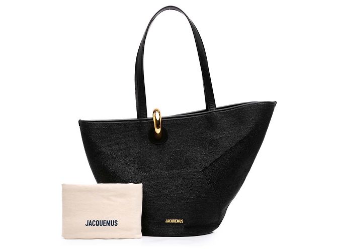 Borsa a secchiello Le Bambola Jacquemus in nylon e poliestere effetto rafia nera Nero - vista 7