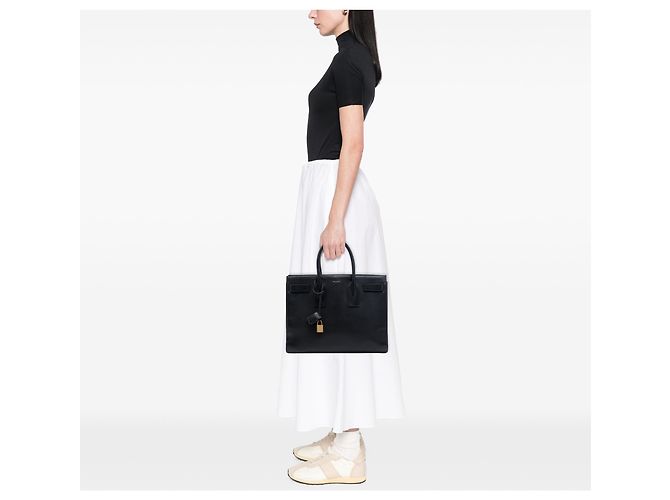 Borsa Saint Laurent Sac De Jour in pelle nera, dimensione Medium Nero - vista 6