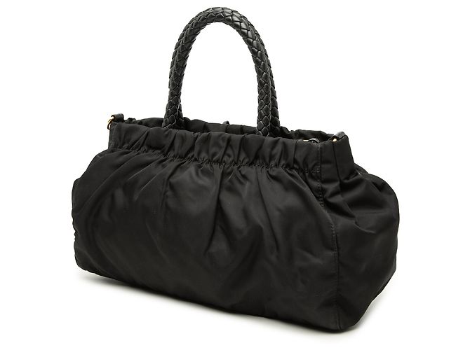 Bow Borsa Satchel Prada in Tessuto Nero con Fiocco - vista 2