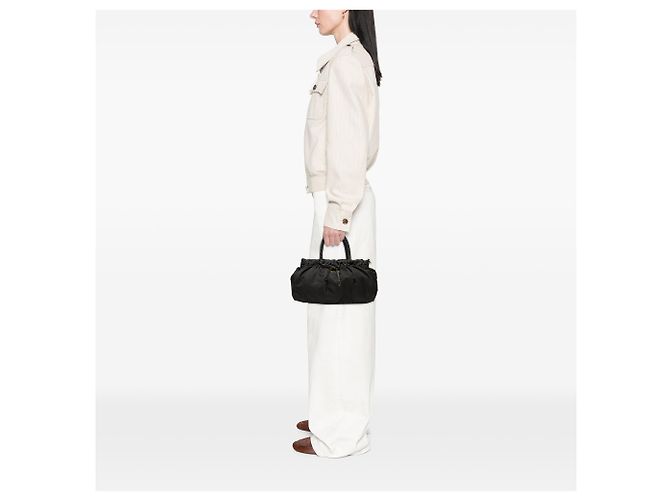 Bow Borsa Satchel Prada in Tessuto Nero con Fiocco - vista 6