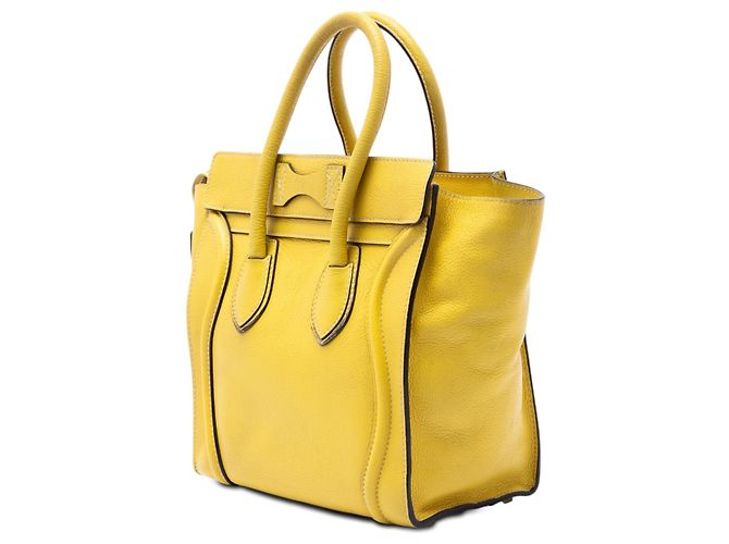 Céline Borsa Tote Luggage Micro in pelle gialla Celine Giallo - vista 2