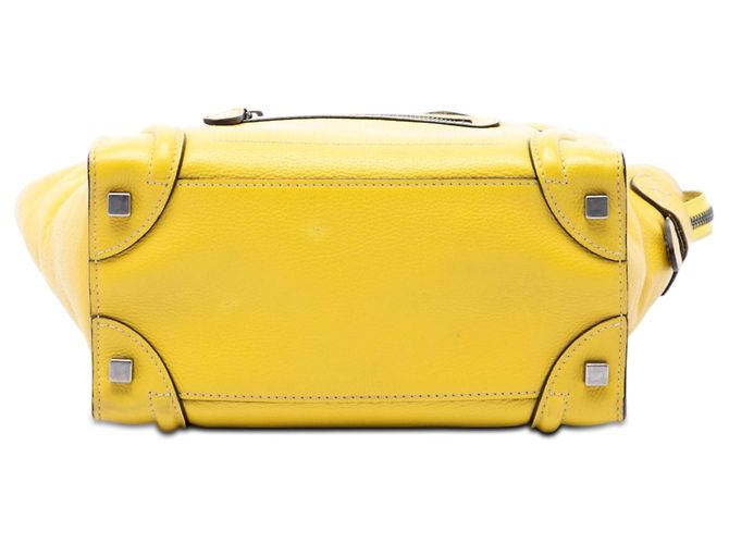 Céline Borsa Tote Luggage Micro in pelle gialla Celine Giallo - vista 3