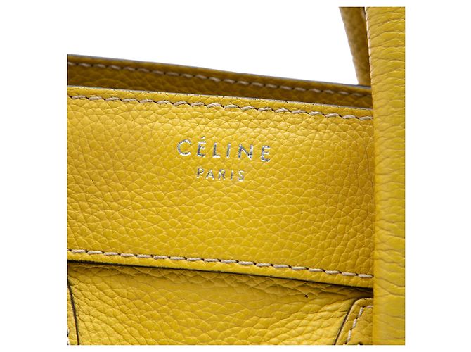 Céline Borsa Tote Luggage Micro in pelle gialla Celine Giallo - vista 5