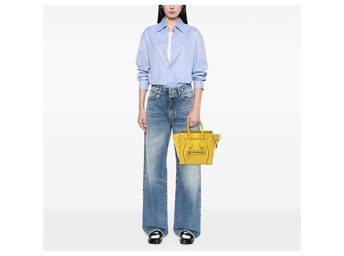 Céline Borsa Tote Luggage Micro in pelle gialla Celine Giallo - vista 6