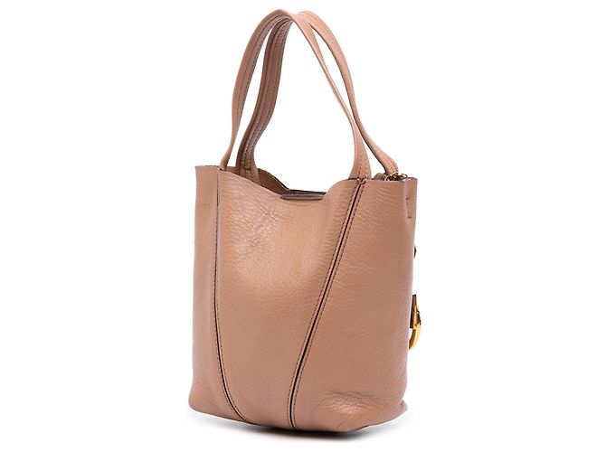 Borsa Spin Chloé in pelle di vitello grana grossa marrone Small Carne - vista 2